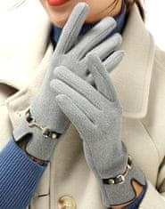 Camerazar Dámske teplé rukavice s dotykovou funkciou, sivé, polyester, 23x8,5 cm