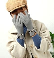 Camerazar Dámske teplé rukavice s dotykovou funkciou, sivé, polyester, 23x8,5 cm