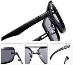 Camerazar Pánske polarizačné slnečné okuliare pre pilotov, retro štýl, čierny plast a kov, filter UV 400 Cat 3