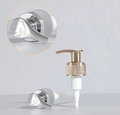 Camerazar Elegantný dávkovač tekutého mydla, strieborná metalíza, kov, 300 ml, 16,6x6,5 cm