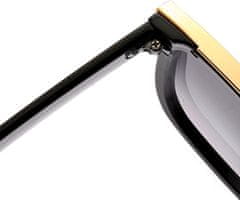 Camerazar Dámske slnečné okuliare Oversize Cat Eye, štvorcový tvar, plastové a zlaté kovové vložky, filter UV400