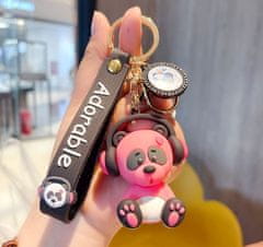 Camerazar Prívesok na kľúče Panda, ružový, syntetický materiál a zliatina neušľachtilých kovov, 60x45 mm