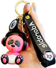 Camerazar Prívesok na kľúče Panda, ružový, syntetický materiál a zliatina neušľachtilých kovov, 60x45 mm