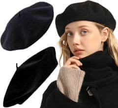 Camerazar Francúzsky dámsky baret s anténou, čierny, pružný a mäkký syntetický materiál, univerzálna veľkosť