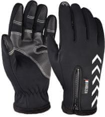 Camerazar Pánske zateplené zimné rukavice s dotykovou funkciou, čierne, polyester a guma, veľkosť XL