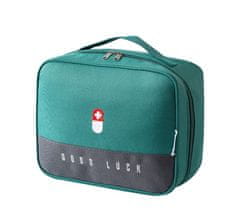 Camerazar Cestovná lekárnička a organizér na lieky v kozmetickej taške, zelená, plast, 25x20x13,5 cm