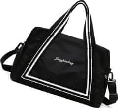 Camerazar Priestranná cestovná taška na cvičenie, čierna, nylon, 42x23x18 cm