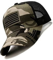 Camerazar Vojenská čiapka so sieťovinou a vyšívanou vlajkou, univerzálna veľkosť, obvod 55-60 cm, dĺžka vrchlíka 7,5 cm