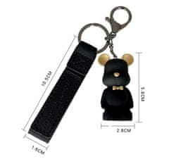 Camerazar Čierny medvedík na kľúče, strieborný kov, syntetický materiál, 5,8x2,8 cm