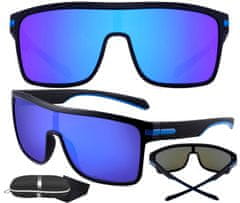 Camerazar Veľké pánske slnečné okuliare s polarizovanými zrkadlovými sklami, čierne, plastový rám, ochrana UV 400