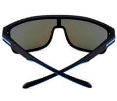 Camerazar Veľké pánske slnečné okuliare s polarizovanými zrkadlovými sklami, čierne, plastový rám, ochrana UV 400