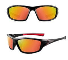 Camerazar Pánske polarizačné slnečné okuliare s oranžovými zrkadlovými sklami, matný čierny rám, filter UV-400 cat 3