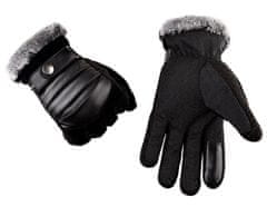 Camerazar Pánske zimné dotykové rukavice, hnedé, kombinácia polyesteru a kvalitnej syntetickej kože, univerzálna veľkosť