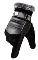 Camerazar Pánske zimné dotykové rukavice, hnedé, kombinácia polyesteru a kvalitnej syntetickej kože, univerzálna veľkosť