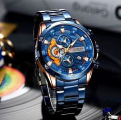 Camerazar Pánske náramkové hodinky CURREN s chronografom, modré, minerálne sklíčko Hardlex