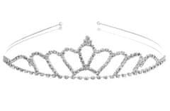 Camerazar Krištáľová tiara Tiara na svadobné ozdoby do vlasov, dĺžka 13 cm, výška 3,5 cm, materiál cínový drôt