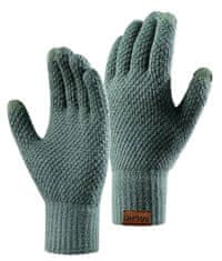 Camerazar Pánske pletené zimné rukavice s dotykovou funkciou, zelené, akrylová priadza, univerzálna veľkosť