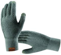 Camerazar Pánske pletené zimné rukavice s dotykovou funkciou, zelené, akrylová priadza, univerzálna veľkosť
