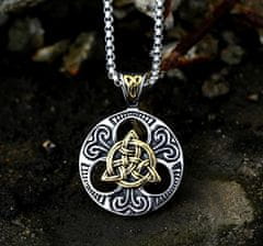 Camerazar Pánsky náhrdelník s vikingským severským amuletom, striebro-zlato, chirurgická oceľ, dĺžka retiazky 60 cm