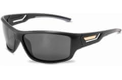 Camerazar Pánske športové slnečné okuliare s polarizačným, matným čiernym rámom, polarizačnými čiernymi šošovkami, filtrom UV-400 cat 3