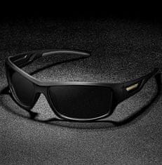 Camerazar Pánske športové slnečné okuliare s polarizačným, matným čiernym rámom, polarizačnými čiernymi šošovkami, filtrom UV-400 cat 3