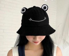 Camerazar Univerzálny rybársky klobúk Frog BUCKET HAT, čierny, polyester a bavlna, obvod 52-58 cm