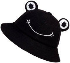 Camerazar Univerzálny rybársky klobúk Frog BUCKET HAT, čierny, polyester a bavlna, obvod 52-58 cm