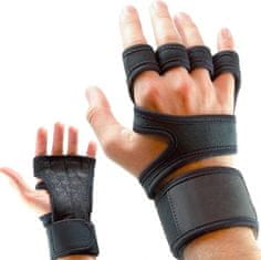 Camerazar Univerzálne tréningové rukavice na vzpieranie, čierne, obvod dlane 18-20 cm, so suchým zipsom