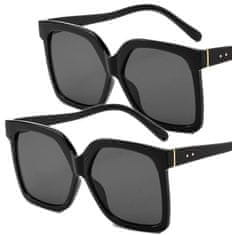 Camerazar Dámske slnečné okuliare nadrozmernej veľkosti s mačacími očami, čierne, plastové, filter UV400 Cat.3