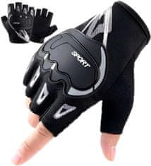Camerazar Univerzálne cyklistické rukavice s nastaviteľným suchým zipsom, čierna/biela, nylon/semiš, šírka 10 cm