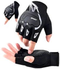 Camerazar Univerzálne cyklistické rukavice s nastaviteľným suchým zipsom, čierna/biela, nylon/semiš, šírka 10 cm