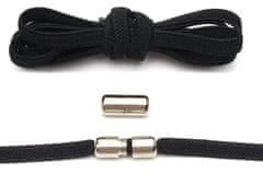 Camerazar Univerzálne elastické šnúrky do topánok s kovovou sponou, dĺžka 105 cm, čierne