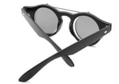 Camerazar Steampunkové retro otváracie slnečné okuliare, kovový rám, UV filter 400, veľkosť 14,5x14 cm