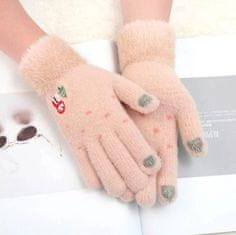 Camerazar Teplé dámske vianočné vyšívané rukavice, lila, akrylová priadza, univerzálna veľkosť