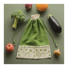 Pebbly Vrecko , NBA178, na zeleninu, org.bavlna, XL 30 x 40 cm, krémová / zelená