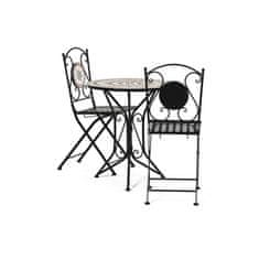 Autronic Set zahradního nábytku Zahradní set, stůl + 2 židle, s keramickou mozaikou, kovová konstrukce, černý matný lak. (US1200 SET)