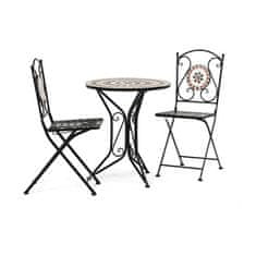 Autronic Set zahradního nábytku Zahradní set, stůl + 2 židle, s keramickou mozaikou, kovová konstrukce, černý matný lak. (US1200 SET)