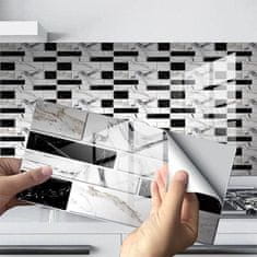 Netscroll 12x 3D samolepiace stenové nálepky s mramorovým vzhľadom (12 kusov), 10x20 cm, jednoduchá aplikácia, pridajte do vášho domova nádych sviežosti a luxusu, samolepiace stenové tapety, DecorWallpaper