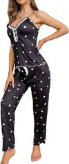 VIVVA® Dámske luxusné čipkované pyžamo – dlhé, čierna XL | LUNAR
