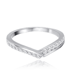 MINET Strieborný prsteň s bielymi zirkónmi veľkosť 55