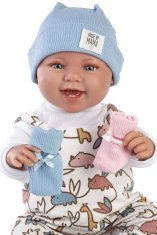 Rappa Llorens 84481 NEW BORN 2 v 1 - realistická bábika bábätko so zvukmi a mäkkým látkovým telom - 44 cm