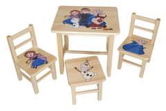bHome Detský stôl s tromi stoličkami Wood Frozen