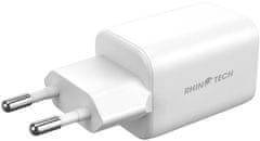 RhinoTech síťová nabíječka Quick Mini dual, USB-C + USB-A, 33W, biela