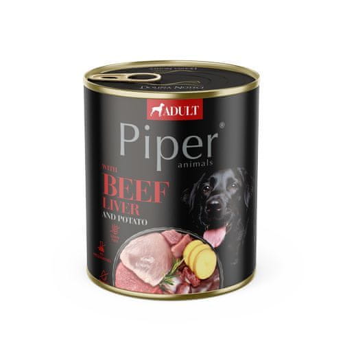Piper ADULT 800g konzerva pre psov dospelých hovädzia pečeň a zemiaky