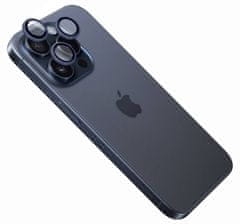 FIXED Ochranná skla čoček fotoaparátů Camera Glass pro Apple iPhone 15 Pro/15 Pro Max, tmavě modrá (FIXGC2-1202-DRBL)