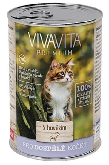 vivavita Konzerva pro kočky hovězí 12 x 415 g