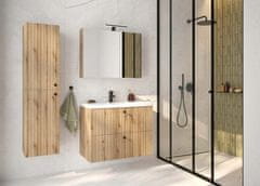 Deftrans Kúpeľňová skrinka so závesným zrkadlom 60x60 cm dub evoke