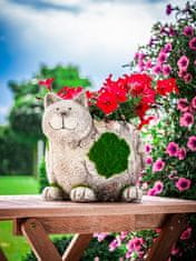 Strend Pro Dekorácia MagicHome, Mačka s kvetináčom, keramika, prírodná, 30x25,5x26,5 cm