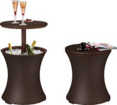 KETER Bar Keter COOL BAR RATTAN, hnedý, multifunkčný, záhradný stôl, okrúhly, 490x490x570/820 mm