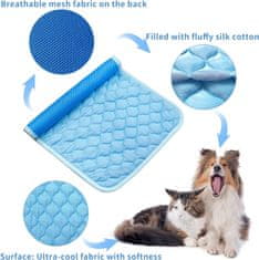 Netscroll Chladiaca podložka pre psa alebo mačku, chladiaca poduška pre zvieratá pomáha regulovať telesnú teplotu, odolná voči škrabancom, pratelná, protišmyková, vodotesná spodná strana, 100x70 cm, CoolingMat